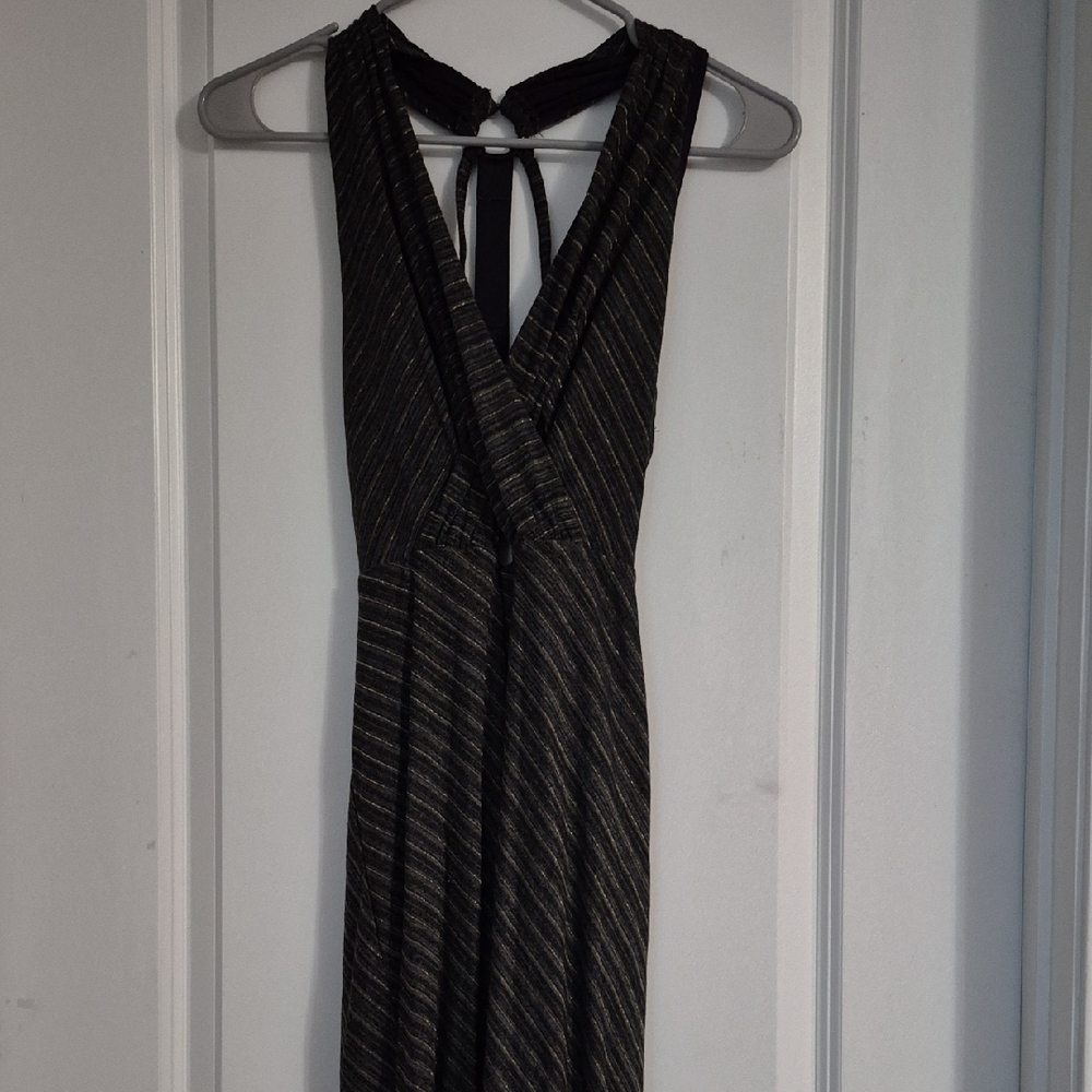 Free People Black and Gold Backless Dress